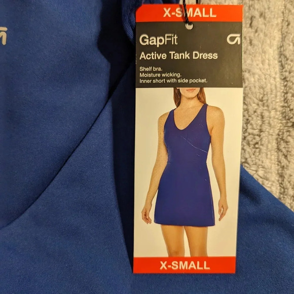 Gap Fit Ladies Active Tank Dress Size X-Small Blue Tennis Pickleball Gym NEW - Picture 9 of 11